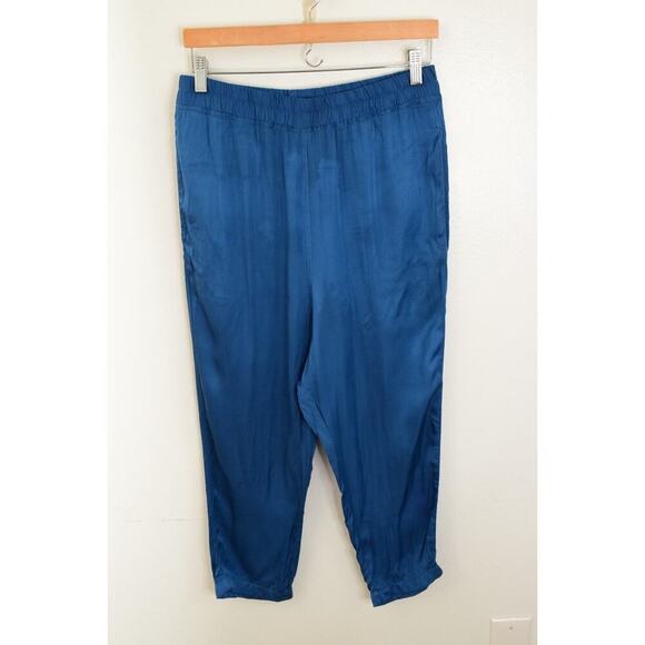Nili Lotan Pants - Nili Lotan Womens Rayon Satin Paris Pants Size Small Blue Drop Crotch